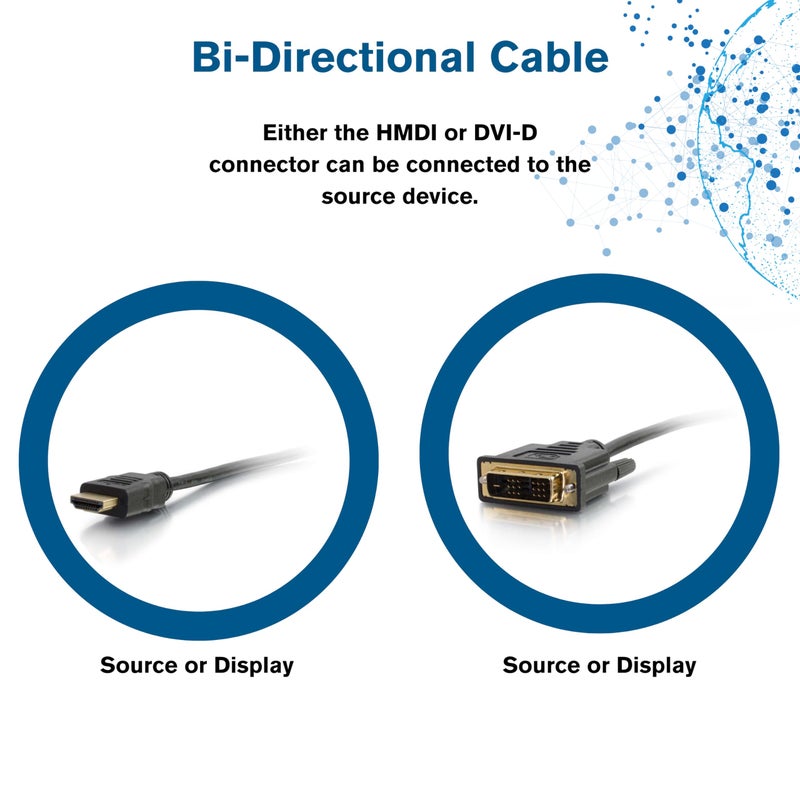 C2G Legrand - C2G DVI to HDMI Cable, DVI-D Male to HDMI Male, Black HDMI Adapter Cable, 1 Meter (3.28 Feet) Bi-Directional Adapter Cable, 1 Count, C2G 42514 - Image 4